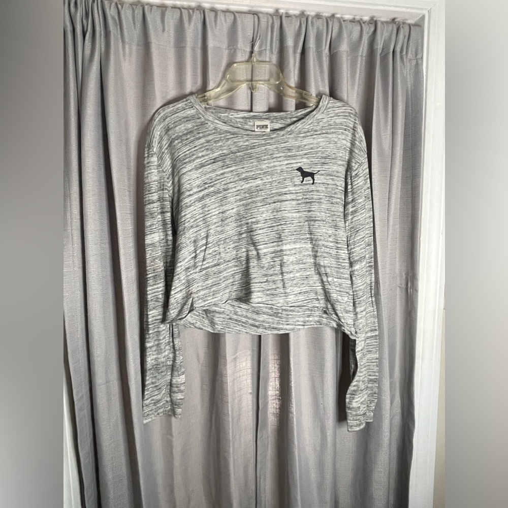 Gray PINK Victoria’s Secret crop top size M